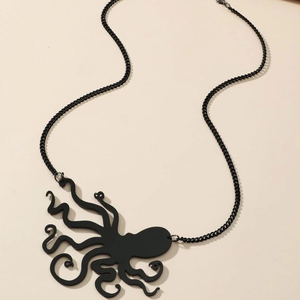 🐙 Awesome Octopus Silhouette Acrylic Chainlink Statement Necklace - Picture 10 of 10